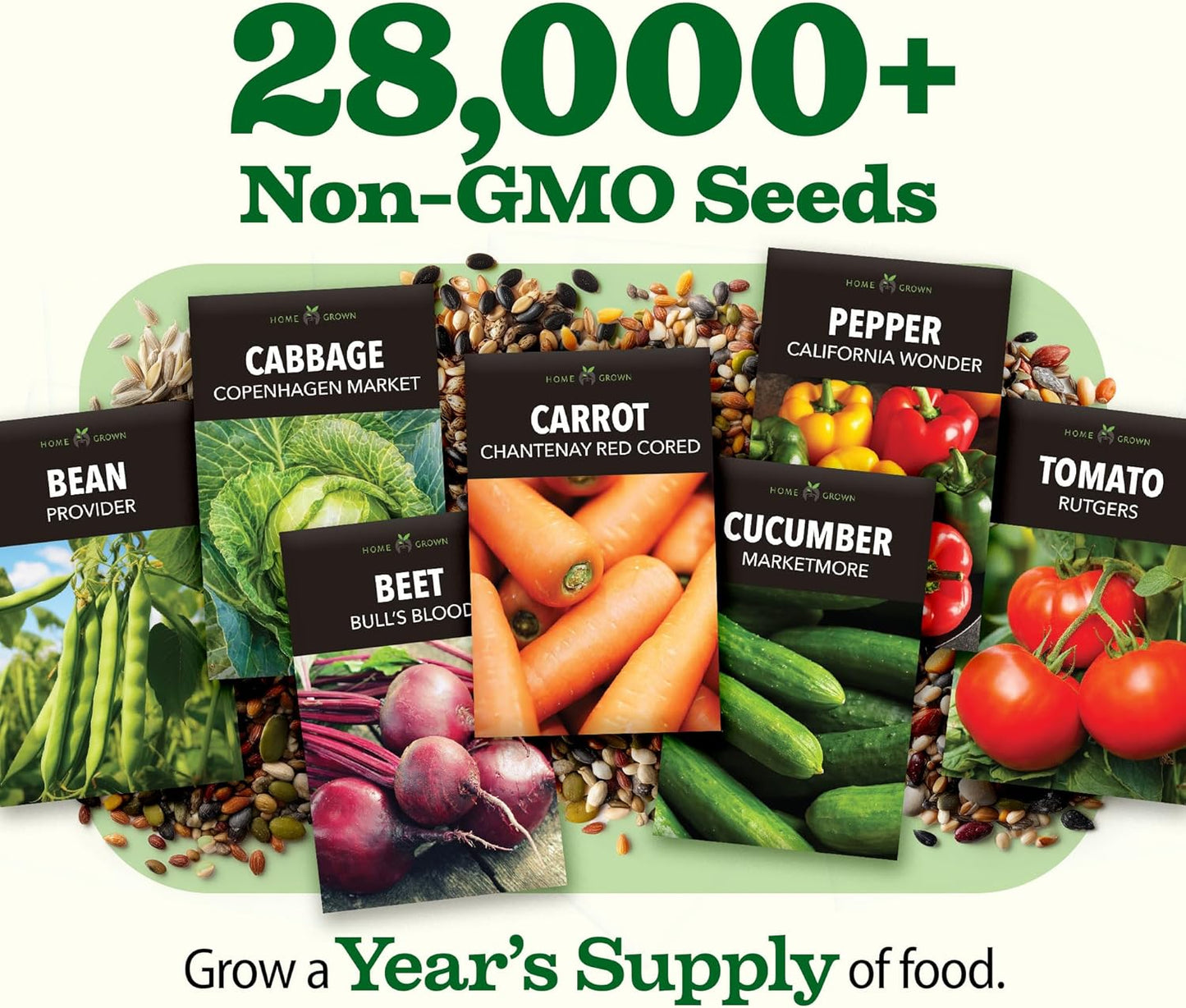 27,500+ Heirloom Vegetable Seeds | Non GMO Garden Seed 55 Variety Pack | Gardening Seeds for Planting Vegetables and Fruits, & Lettuce | Prepper Supplies | Survival Gear | Spring, Summer, Fall