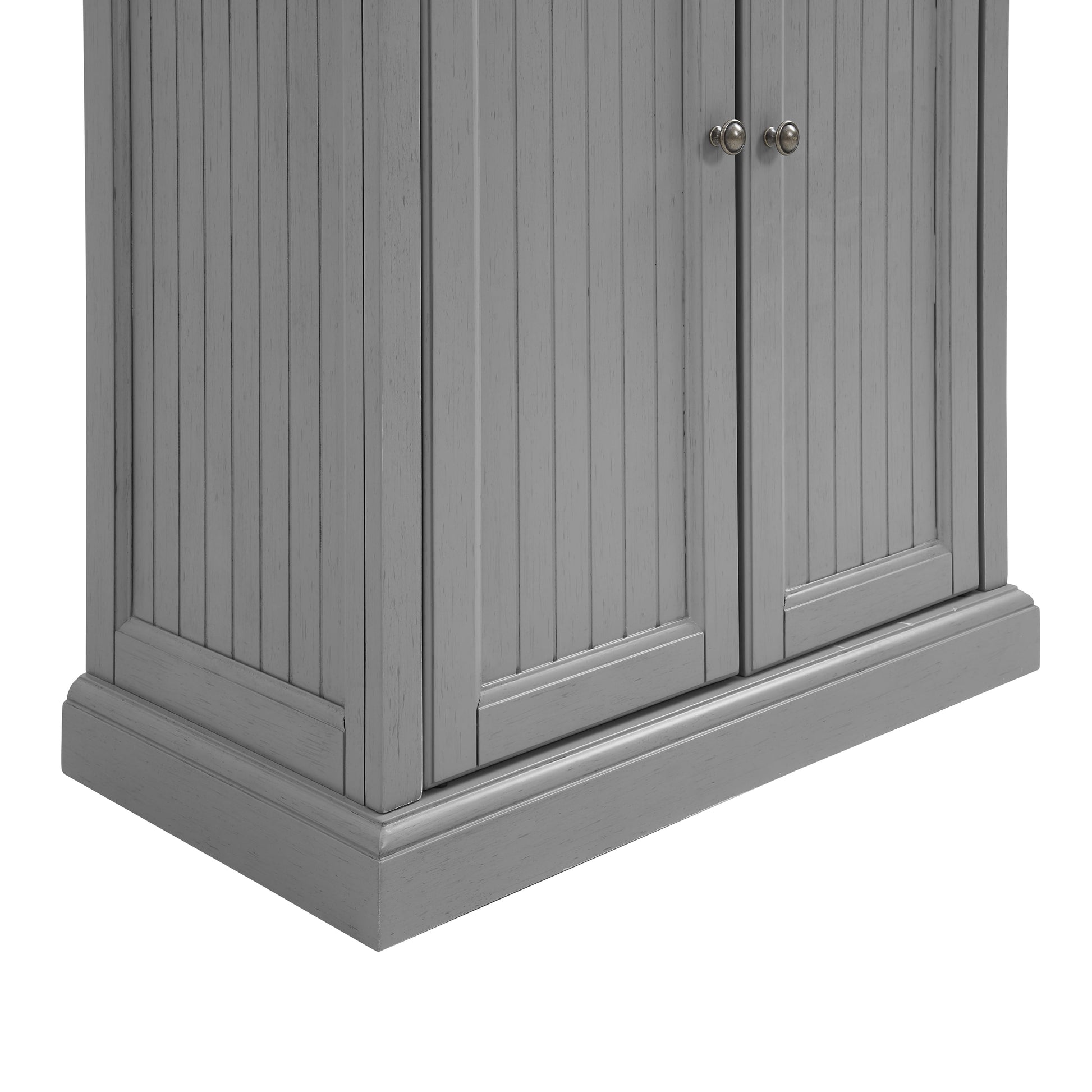 Seaside Coastal Wood/Metal Pantry in Distressed Gray and Gold FYQZWH2W4RCG
